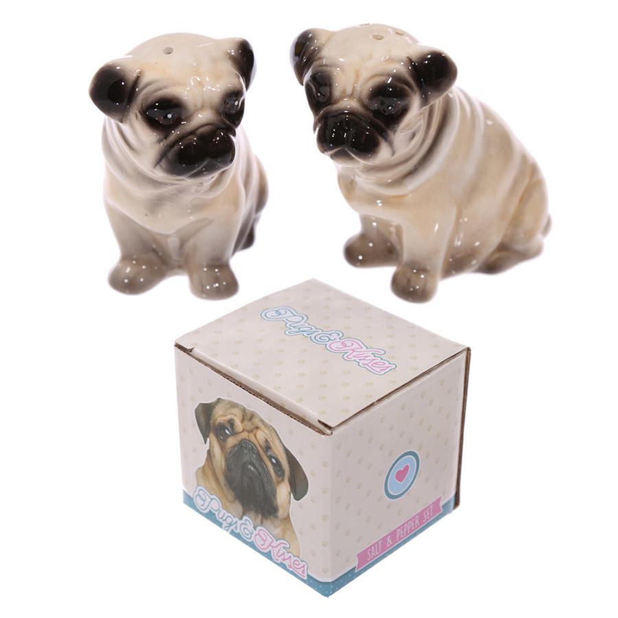 Ceramic Pug Salt and Pepper Set